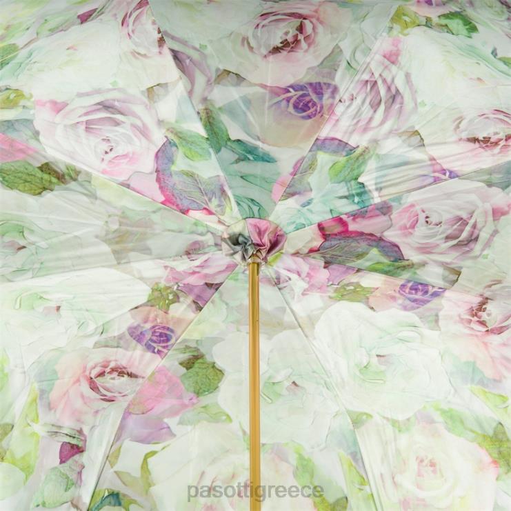 ομπρέλα | PASOTTI 189 5d934-1 p5 - ομπρέλα με πράσινα και ροζ τριαντάφυλλα διπλό ύφασμα 2N6B8389 γυναίκες